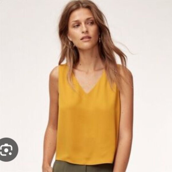 Aritzia Babaton Murphy Sleeveless Blouse – Mustard Yellow, Size Medium - Picture 1 of 7